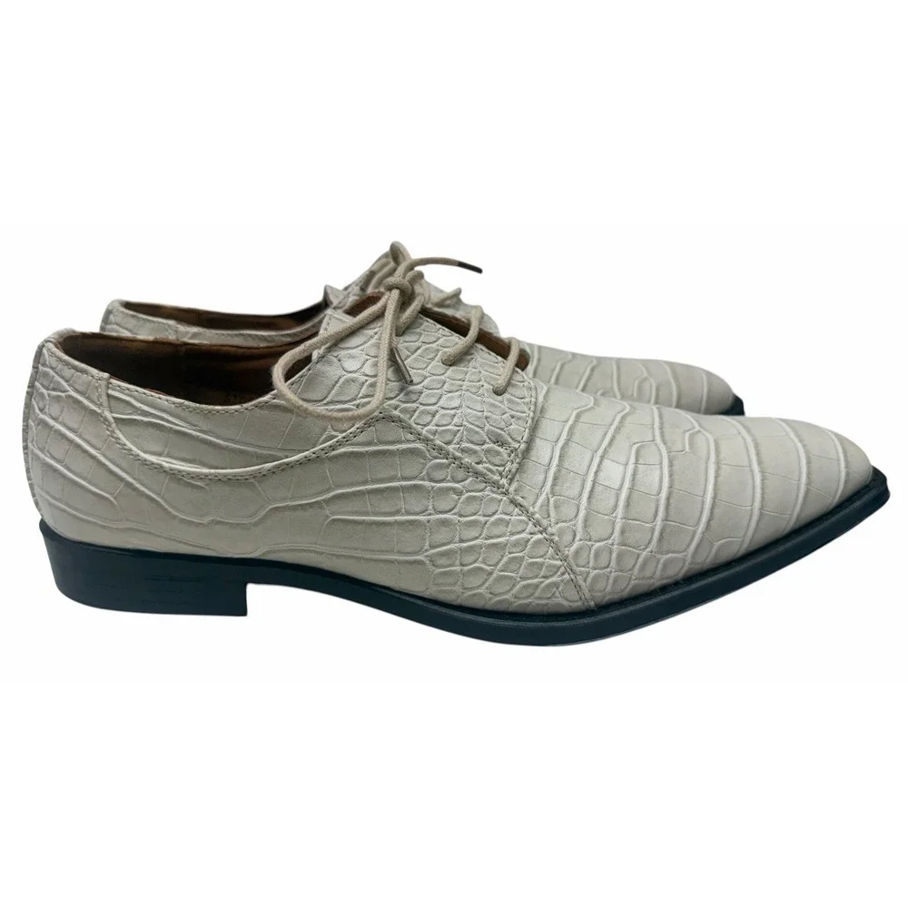 Roberto Chillini Status Bone Croc Embossed Dress Shoes Men's 10.5 Lace U